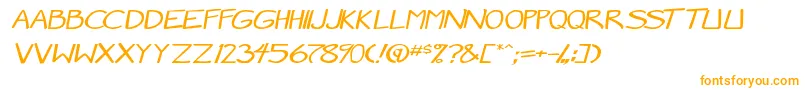 Fonte MangaSpeak2StockyItalic – fontes laranjas em um fundo branco