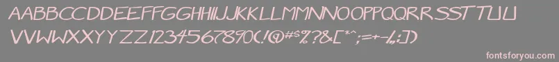 MangaSpeak2StockyItalic-fontti – vaaleanpunaiset fontit harmaalla taustalla