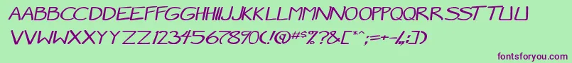 MangaSpeak2StockyItalic Font – Purple Fonts on Green Background