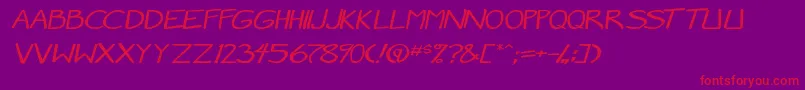 フォントMangaSpeak2StockyItalic – 紫の背景に赤い文字
