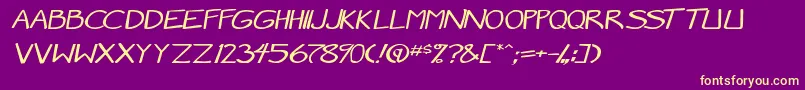 MangaSpeak2StockyItalic Font – Yellow Fonts on Purple Background