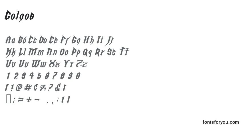 A fonte Golgoe – alfabeto, números, caracteres especiais