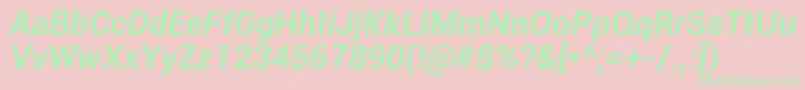 RobotoBoldItalic Font – Green Fonts on Pink Background