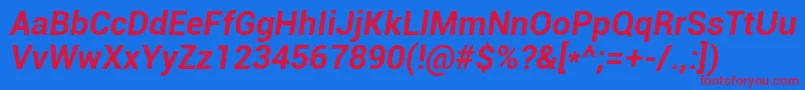 RobotoBoldItalic Font – Red Fonts on Blue Background