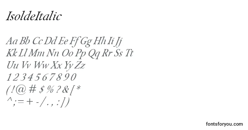 Fuente IsoldeItalic - alfabeto, números, caracteres especiales