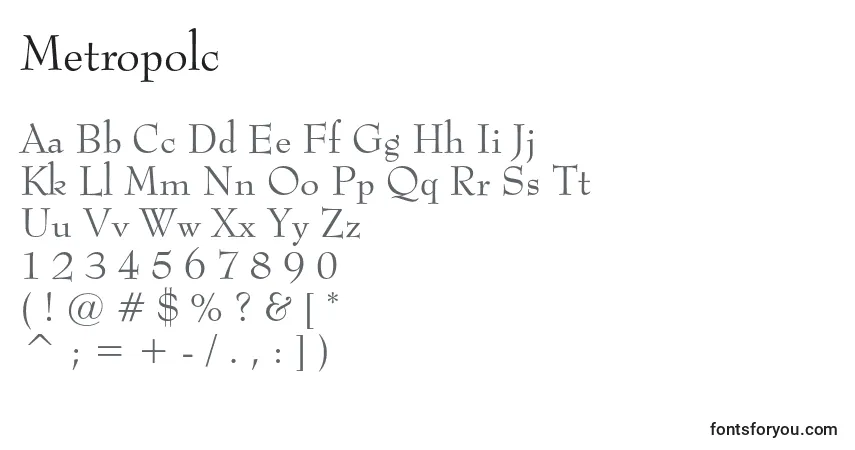 Czcionka Metropolc – alfabet, cyfry, specjalne znaki