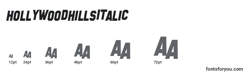 Размеры шрифта HollywoodHillsItalic