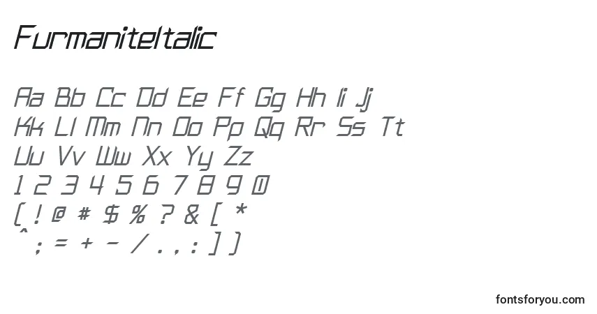 Fuente FurmaniteItalic - alfabeto, números, caracteres especiales