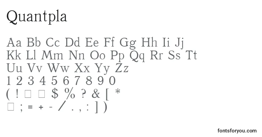 Schriftart Quantpla – Alphabet, Zahlen, spezielle Symbole