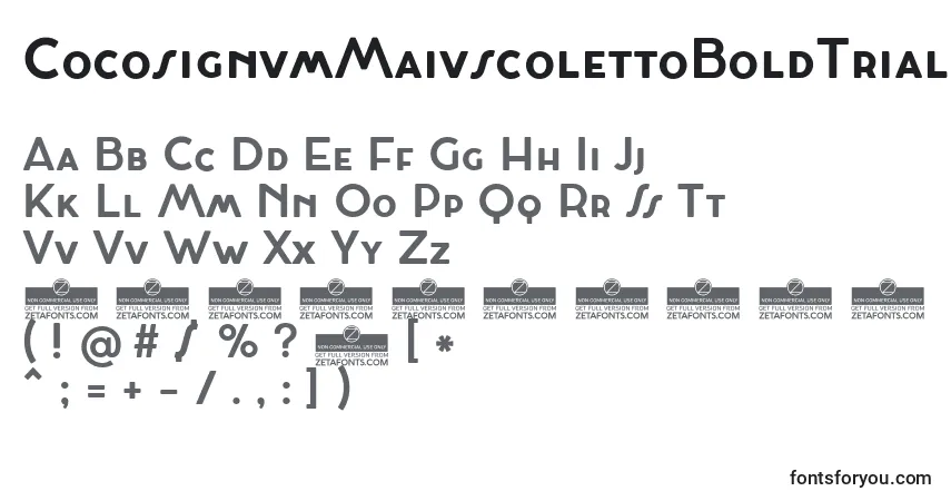 Czcionka CocosignumMaiuscolettoBoldTrial – alfabet, cyfry, specjalne znaki