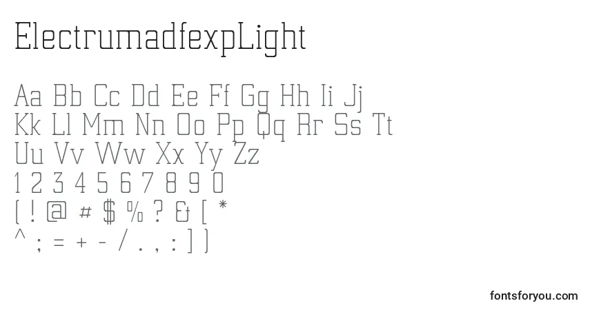 Шрифт ElectrumadfexpLight – алфавит, цифры, специальные символы
