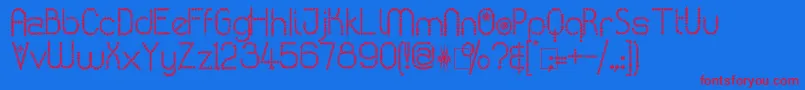 フォントKingthingsPoppalok – 赤い文字の青い背景