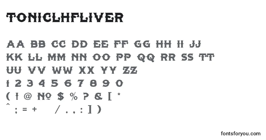 Шрифт TonicLhfLiver – алфавит, цифры, специальные символы