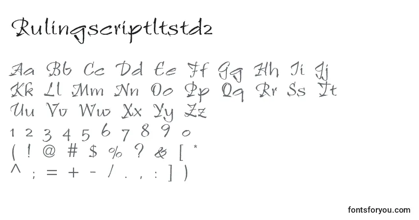 Rulingscriptltstd2-fontti – aakkoset, numerot, erikoismerkit