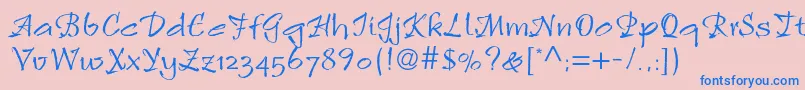 Rulingscriptltstd2-Schriftart – Blaue Schriften auf rosa Hintergrund