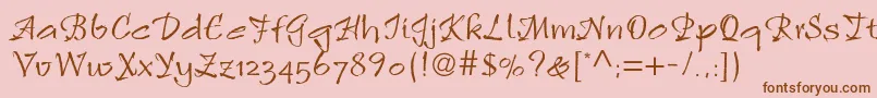 Rulingscriptltstd2-Schriftart – Braune Schriften auf rosa Hintergrund