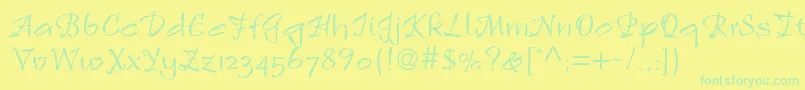 Police Rulingscriptltstd2 – polices vertes sur fond jaune