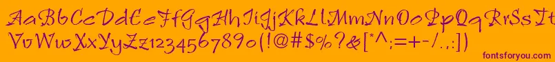 Rulingscriptltstd2 Font – Purple Fonts on Orange Background