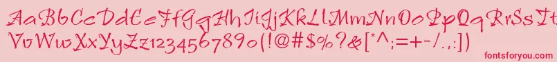 フォントRulingscriptltstd2 – ピンクの背景に赤い文字
