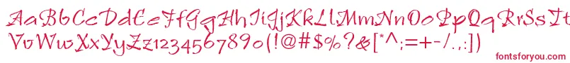 フォントRulingscriptltstd2 – 白い背景に赤い文字