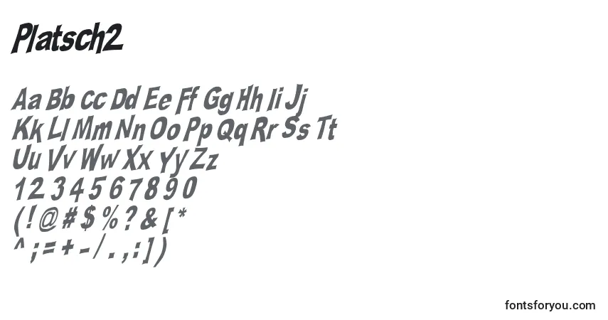 Schriftart Platsch2 – Alphabet, Zahlen, spezielle Symbole
