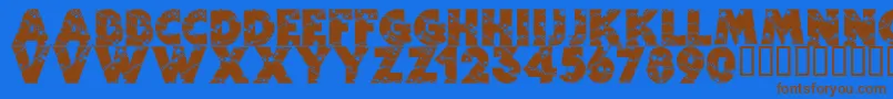 フォントWizardry – 茶色の文字が青い背景にあります。