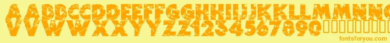 フォントWizardry – オレンジの文字が黄色の背景にあります。