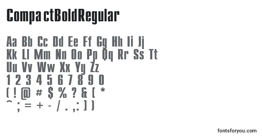 A fonte CompactBoldRegular – alfabeto, números, caracteres especiais