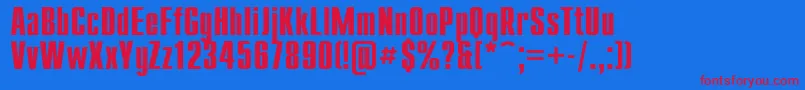 CompactBoldRegular-Schriftart – Rote Schriften auf blauem Hintergrund