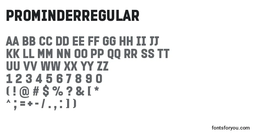 ProminderRegular Font – alphabet, numbers, special characters