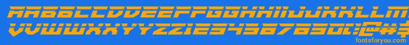 フォントPaladinslaser – オレンジ色の文字が青い背景にあります。