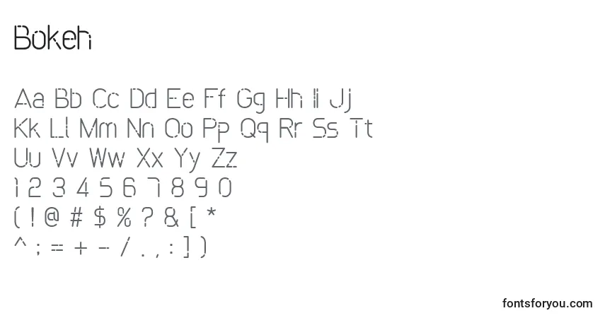 Bokeh (19335)-fontti – aakkoset, numerot, erikoismerkit