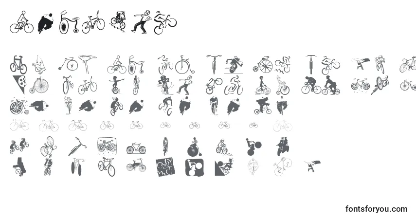 Schriftart Cycling – Alphabet, Zahlen, spezielle Symbole
