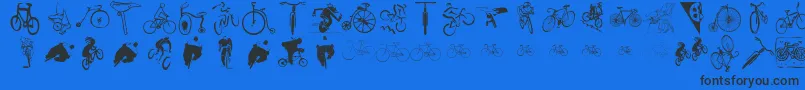 Cycling-Schriftart – Schwarze Schriften auf blauem Hintergrund