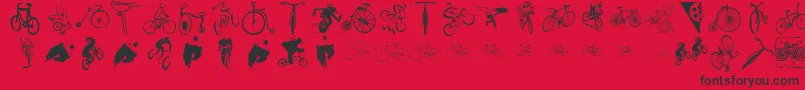 Cycling-Schriftart – Schwarze Schriften auf rotem Hintergrund