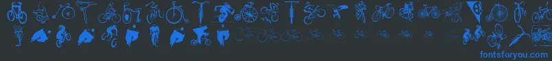 Cycling Font – Blue Fonts on Black Background