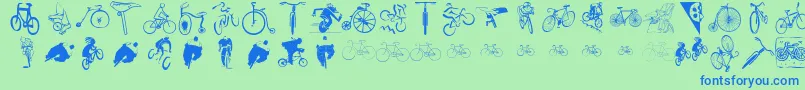 Cycling Font – Blue Fonts on Green Background