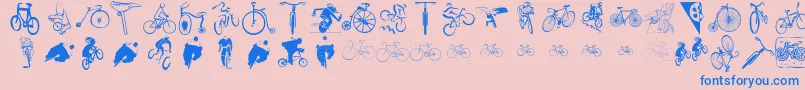 Cycling-Schriftart – Blaue Schriften auf rosa Hintergrund
