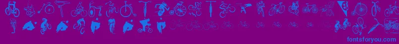 Cycling Font – Blue Fonts on Purple Background