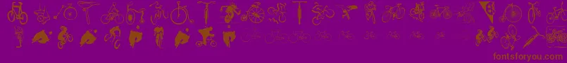 Cycling Font – Brown Fonts on Purple Background
