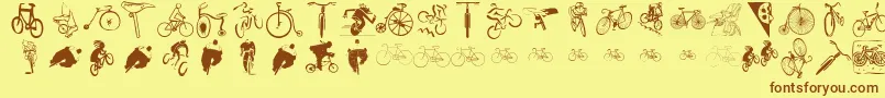Cycling Font – Brown Fonts on Yellow Background