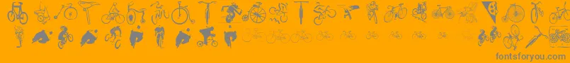 Cycling-Schriftart – Graue Schriften auf orangefarbenem Hintergrund