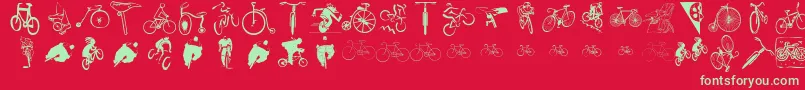 Fonte Cycling – fontes verdes em um fundo vermelho
