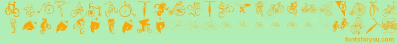 Cycling Font – Orange Fonts on Green Background