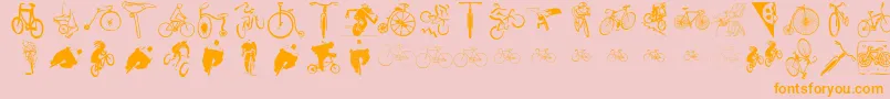 Cycling-Schriftart – Orangefarbene Schriften auf rosa Hintergrund