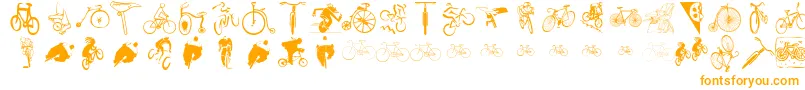 Cycling-Schriftart – Orangefarbene Schriften auf weißem Hintergrund