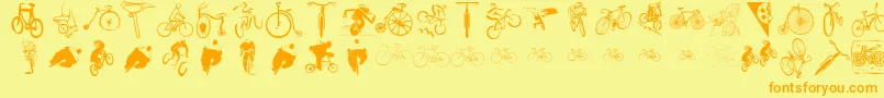 Cycling Font – Orange Fonts on Yellow Background