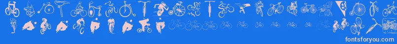 Cycling Font – Pink Fonts on Blue Background