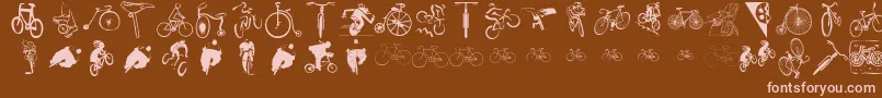 Cycling Font – Pink Fonts on Brown Background