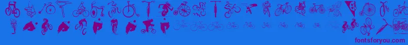 Cycling Font – Purple Fonts on Blue Background